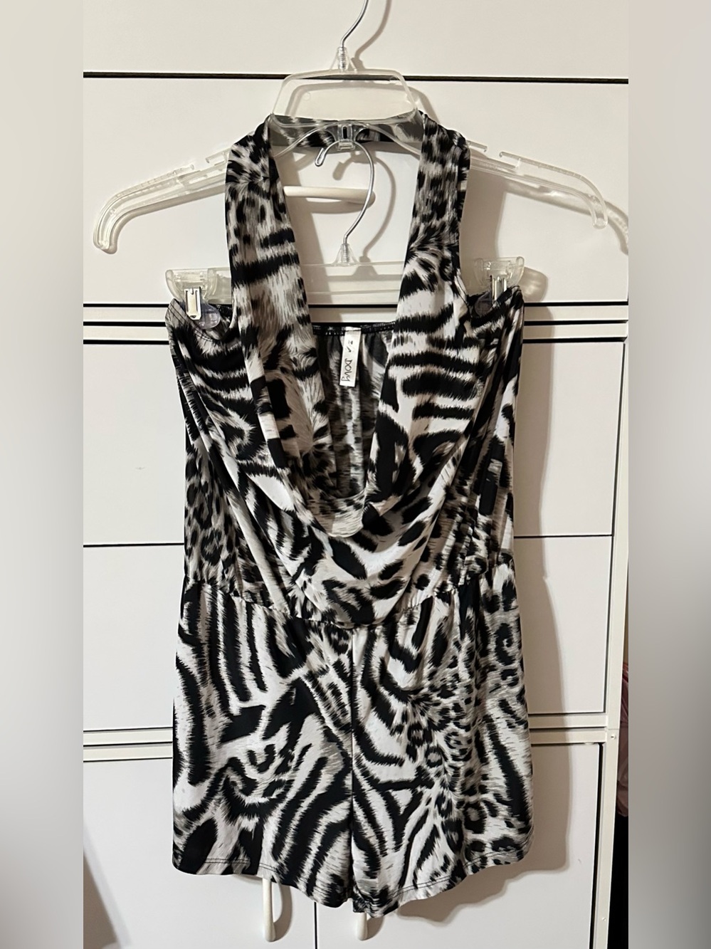 Black and White Animal Print Halter romper